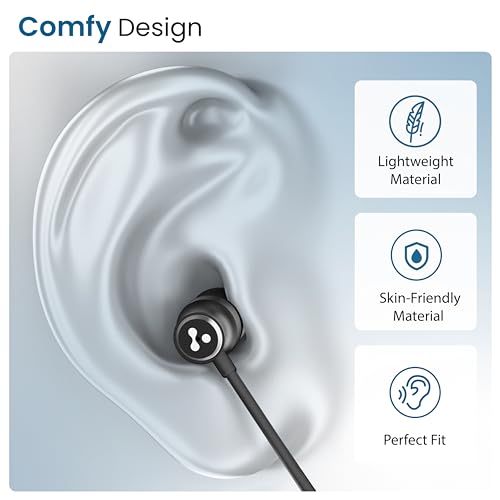 Image of Ambrane Type-C Wired Earphones, 10Mm Bass Drivers, Inline Controls for Type C Smartphones, iPhone 15 & Laptop, 1.2M Braided Anti Tangle Wire with Mic for Clear Calling (Stringz 03, Black) - in Ear