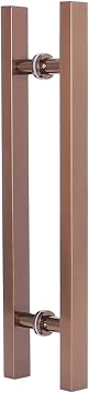 Two-Sided Door Handle Hardware, Restaurant Hotel Mall, Modern Simple Style Push Pull Door Handles, Sliding Glass Door Handle with Fittings/Rose Gold/80Cm/31.4In