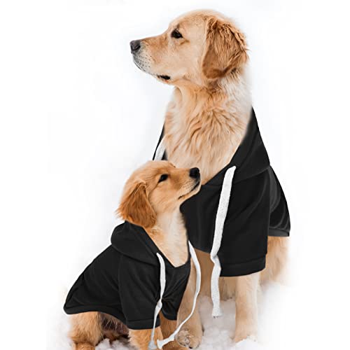 Sawmong Dog Hoodie, Plain Flannel Pet Hooded Sweater With Hat Puppy Pullover Sweater Shirt Pet Outfit Apparel With Pocket For Small Medium Puppies Dogs Cats（Black S） #TOP6