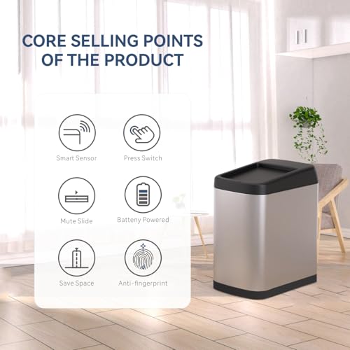 Ello&Allo caneca de basura rectangular 13 galones con sensor miniatura 5