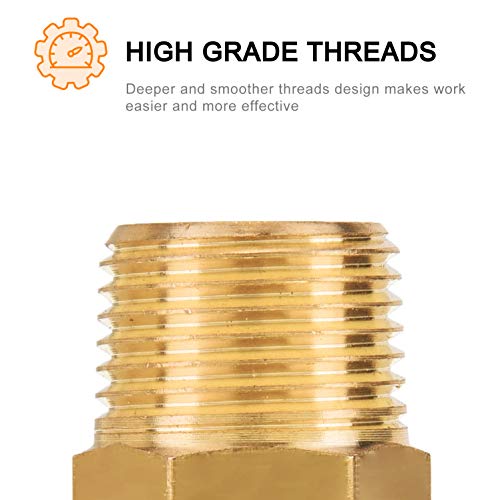 Sungator Brass Pipe Fitting, 3/8" Npt X 3/8" Npt Male Pipe Thread Connector Adapter, Hex Nipple, For Use With Oil And Air Lines Made From Copper, Brass Or Iron Pipe (2-Pack) #TOP3