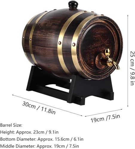 3L Wooden Wine, Storage Red Wine Brandy Whiskey Tequila Home Decor Aging with Faucet Wine Dispenser by Zerodis - Image 3