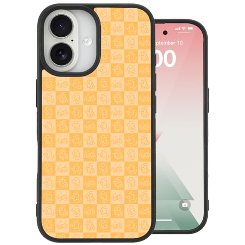 Coque iPhone 16 Stick Figure à grilles jaunes et motifs étoiles pour fille