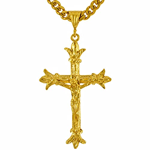 LIFETIME JEWELRY Saint Thomas Cross Necklace 24k Real Gold Plated Jumbo Size