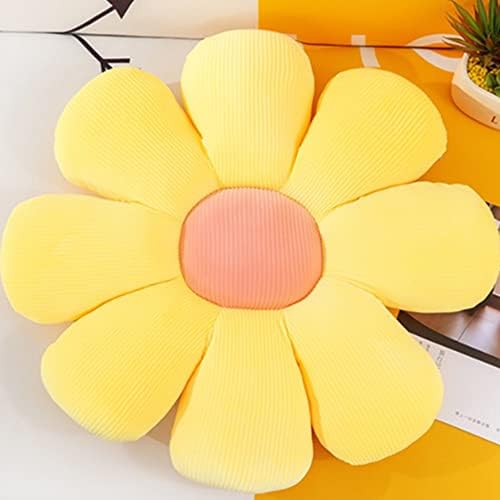 Flower Floor Pillow Daisy Flower Shape Cushion Cute Seating Pad Chair Cushion Oversized Throw Pillow ,for Home Decoration Kids Girls Women Gifts (Yellow Daisy, 20"x20")