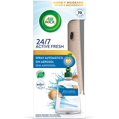 Air Wick Active Fresh Spray Automatico Sin Aerosol - Ambientador para casa con aroma a Brisa Marina - Aparato y recambio