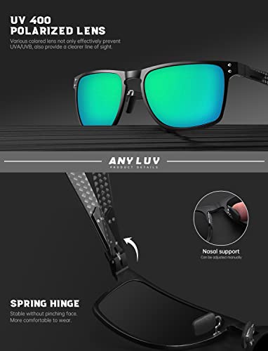 Image of ANYLUV Mens Sunglasses Polarized Upgraded Carbon Fiber Temple Sun Glasses Fashion Driving with UV Protection