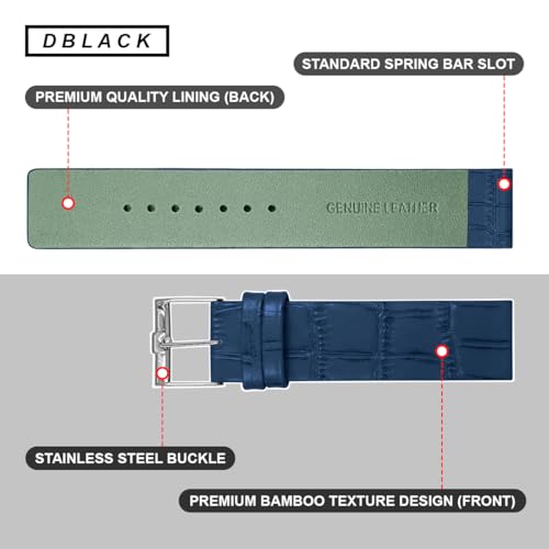 Image of DBLACK ''TNDS1'' Slim Leather Watch Strap, Minimalist style and a Bamboo-texture Design Belt / / For 18mm, 20mm, or 22mm, Compatible for TITAN Edge Slim Watches (Choose Your Size & Color)