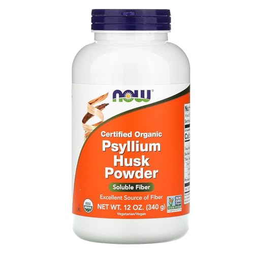 NOW Foods Supplements, Psyllium Husk Powder, Certified Organic, Non-GMO Project Verified, Soluble Fiber, 12-Ounce