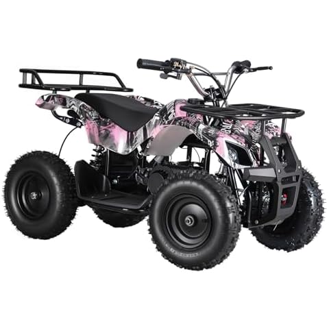 qorkhogr 49CC Kids Gas ATV,2-Stroke Ride on Toys,Mini Gas 4 Wheeler for Kids with Front & Rear Disc Brake Off-Road Vehicle with Spring Suspension up to 264 LBS Pink Cover