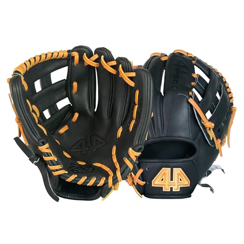 44 PRO BB Stock Rise Baseball Glove for Youth & Little Leagues Age 8-12 Infield & Outfield H-Web Easy Break-in Narrow Fit & Lightweight Design Right Hand Throw Size 11.5 Black