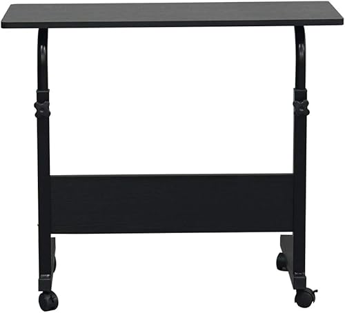 Miniatura 29 de Henf Mesa auxiliar móvil para sofá, mesa de cama rodante, mesa de aperitivos, altura ajustable, soporte para computadora portátil, escritorio, Negro