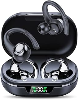FAMOO Wireless Headphones, Bluetooth 5.3 Sport Headphones,45H Playtime Running Earphones, IPX7 Waterproof Workout Headphones Over-Ear Wireless Earbuds with Earhooks Built-in Mic Headset, Workout