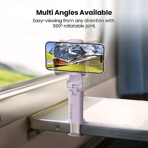 Image of Airplane Travel Essentials Phone Holder, Klearlook Christmas Stocking Stuffers Phone Mount with Multi-Directional 360 Rotation, Travel Must Haves Handsfree Gadgets for Flying, Table or Outdoor-Lilac