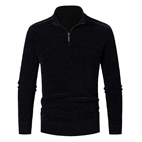 Pull d'hiver homme en tricot épais Kelsiop noir XXL pour un look élégant et chaud au quotidien