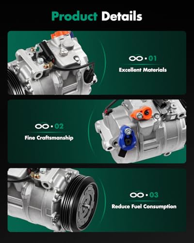 Image of SCITOO A /C Compressor for BMW for 550i 4.8L 2006 2007 2008 2009 2010 | Fast Cooling, Ultra Low Noise (≤72 dB) Air Conditioner Compressor for Summer, with Clutch, 10348650 10363051 1211250 1211258