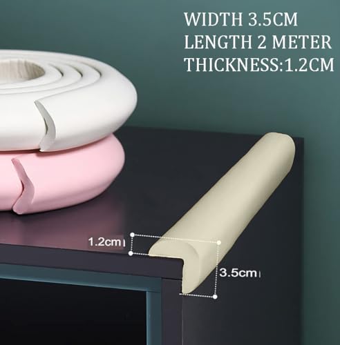 Image of SYGA Baby Safety Strip Furniture Edge Guard Cushion Corner Cover 2 Meter 6.5 feet Tape Infant Bump Protector (White)