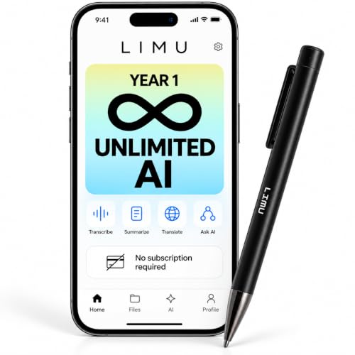 LIMU AI Smart Pen Note Taker, 64GB Voice Recorder Pen No Subscription, 22h