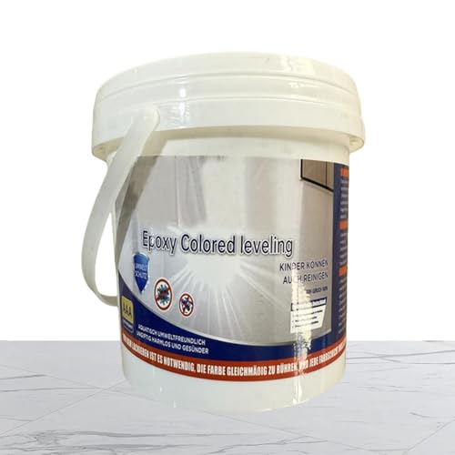 Floor Coating - Epoxy Paint | High Gloss Marble Effect Epoxy Floor Coating For Concrete, Self Leveling Sand Color Finish, Outdoor Wear Resistant Anti Slip, White & Gray