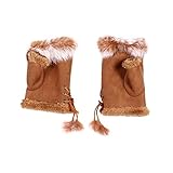 CLISPEED Guantes de Invierno para Mujer sin Dedos con Pelo de Conejo Cálidos y Flexibles para Actividades al Aire y Diario