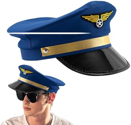 Costume Capitaine Carnival Homme - Tenue Pilote Avec Épaulettes, Casquette, Lunettes - Déguisement Fête