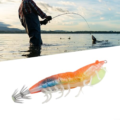 Señuelo de pesca Egi que brilla en la oscuridad con diseño único, perfectamente adecuado para la exploración en aguas profundas (naranja azul)