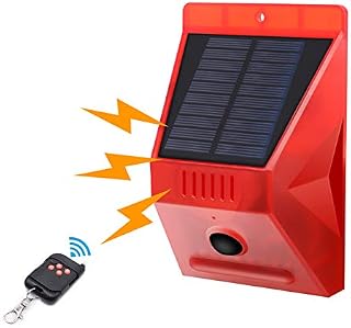 Solar Strobe Light with Motion Detector Achort Solar Alarm Light with Remote 129db Sound Security Siren 8 LED Light IP65 Waterproof 4 Work Modes for Home Farm Barn Villa Yard