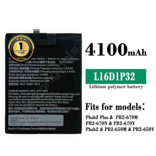Image of L16D1P32 Battery for Lenovo Phab 2, Lenovo Phab 2 Plus (Lepad PB2-670N, PB2-670M, PB2-670Y (4050 mAh) Battery 1 Year Warranty**** (O189)