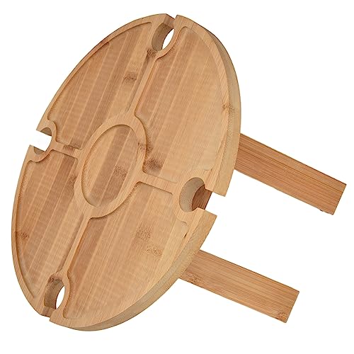 Portable Folding Wooden Outdoor Wine Table with Cup Holders - Ideal for Camping Hiking nics and Outdoor Dining - Perfect nic Table for Entertaining
