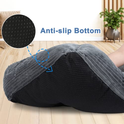 FURTIME-Rectangle-Dog-Beds-Medium-Washable25x21-Super-Soft-Grey-Dog-Bed-Cat-Bed-Fluffy-Plush-Puppy-Bed-with-Slip-Resistant-Bottom-for-Corgi-French-Bulldog-Cocker-Spaniel