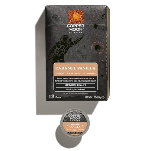 Image of Copper Moon Single Serve Coffee Pods for Keurig K-Cup Brewers, Medium Roast, Caramel Vanilla Blend, 12 Count
