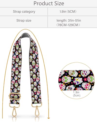 Image of Purse Strap Replacement Crossbody 2 inch Wide Shoulder Strap, Cute Handbag Strap Bag Strap Replacement Belts Adjustable