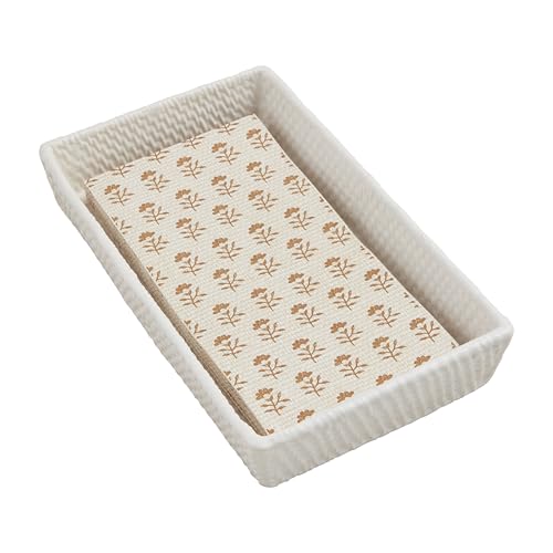 Mud Pie Woven Ceramic Guest Towel; Caddy 8 1/2" x