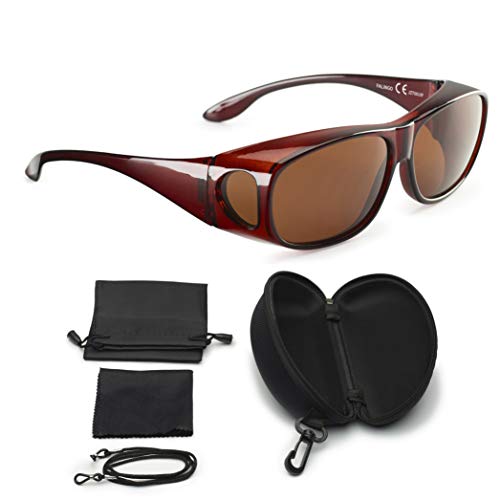 Preisvergleich Produktbild FALINGO Sonnenüberbrille Überzieh Sonnenbrille CLASSIC EDITION polarisiert UV 400 (Braun, Braun)