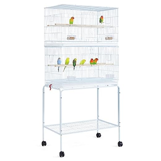 Yaheetech 2-Pack Flight Bird Cages for Parrots Budgies Parakeets Cockatiels Conures Budgies Finches Lovebirds Canaries Breeding Birdcage with Detachable Rolling Stand, White