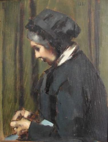 Cuadro arte pared Jean-Jacques Henner pintura famosa Marie-Anne lienzo 60x90cm