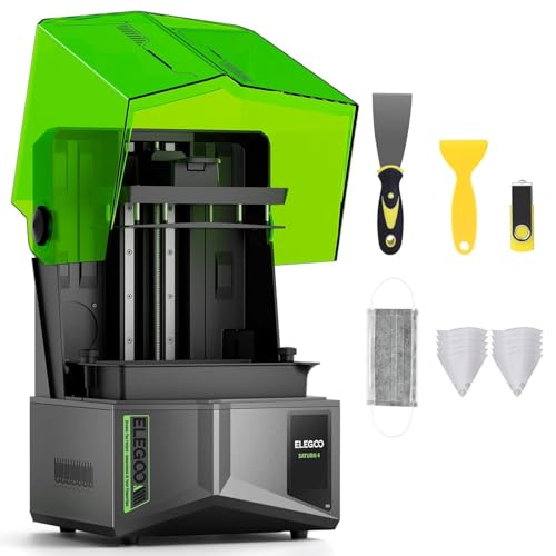 ELEGOO Saturn 4 Imprimante 3D Résine, avec Écran LCD Monochrome HD 10' 12K, Nivelage Automatique, Détection Intelligente, 3D Printer Grand Volume d'impression de 218x122x220 mm³
