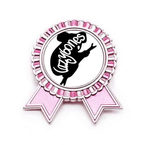 Broche paresseux noir et rose en métal de taille M pour veste et sac
