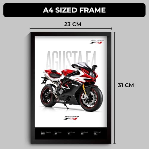 Image of MV Agusta F4 Poster | Superbike MV Agusta F4 Framed Poster | Framed Matt Superbike | Bike Posters A3 Size (31 x 23 cm) | Motorrad Bikes Posters for Wall, Home, Bedroom, Living room decoration (F 198)