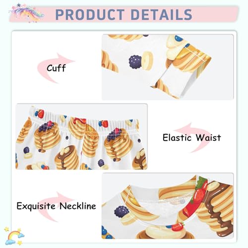 Pajamas Set Top and Pants Long Sleeve Lounge Set Traditional Pancake Pj Sets Sleepwear Clothes Long Sleeve Sets 6T Sweet Breakfast4