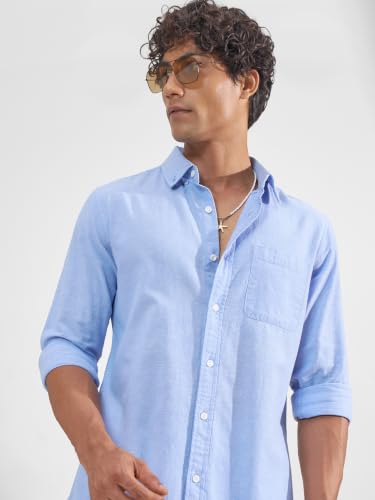 Image of Highlander Men Men's Relaxed Fit Casual Shirt | Cotton Linen | Relaxed fit | Full Sleeves|Premium Shirt for Man