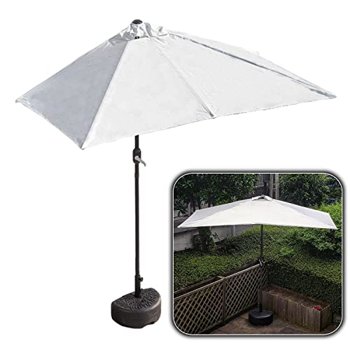 Balkon-Halbsonnenschirm mit Halterung, Einfacher Kurbelgriff Sonnenschirm Höhe 225 cm/245 cm Rechteckig Markt Garten Wand Halbschirm(Weiß,200x100cm)