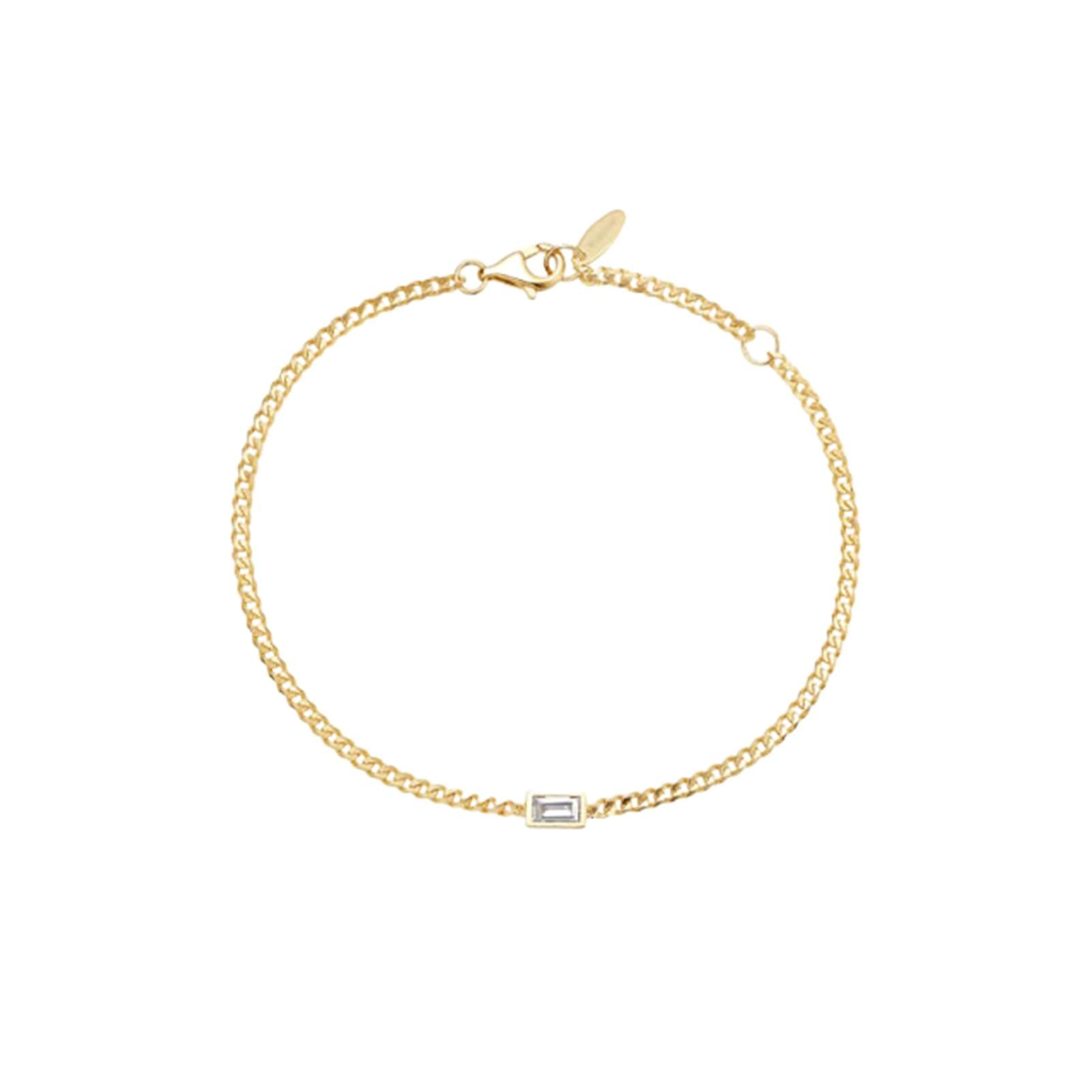 Bracelet breloques en or jaune 9 K/14 K/18 carats, blanc 0,14 carats, créé en laboratoire, diamant classique, taille émeraude, véritable bracelet en or véritable 750/585/375