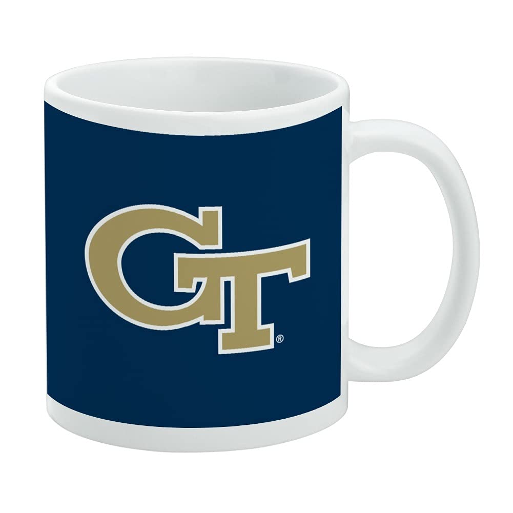 Georgia Tech Primary Logo Ceramic Coffee Mug, Novelty Gift Mugs for Coffee, Tea and Hot Drinks, 11oz, White