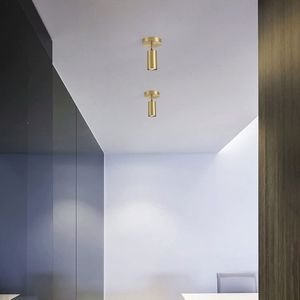 Spot De Plafond en Laiton, Lampe De Spots D'accent Moderne Montée en Surface, Luminaires De Plafond en Laiton Simples, Spots Directionnels en Cuivre pour La Cuisine du Salon