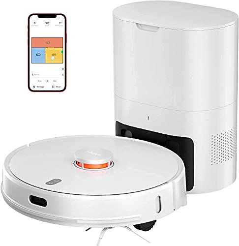 Lydsto R1 Robotic Vacuum Cleaner with Self Empty, Robotic Vacuums and Mop,Lidar Navigation, 2700Pa Strong Suction,Quiet, Self-Charging,Ideal for Pet Hair, Hard Floor and Low Pile Carpet(White)