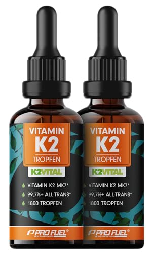 Vitamin K2 Tropfen hochdosiert 3600x (2x50ml) - 200 g Vitamin K2 MK7 Pharmaquinone Premium Vit. K2 hochdosiert mit 99 7+% all-trans-Gehalt - laborgeprüft mit Zertifikat - 100% vegan