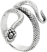 Eddie Munson Snake Ring for Women-Opening Adjustable Silver Animal Band Rings-Fashion Rhinestones...