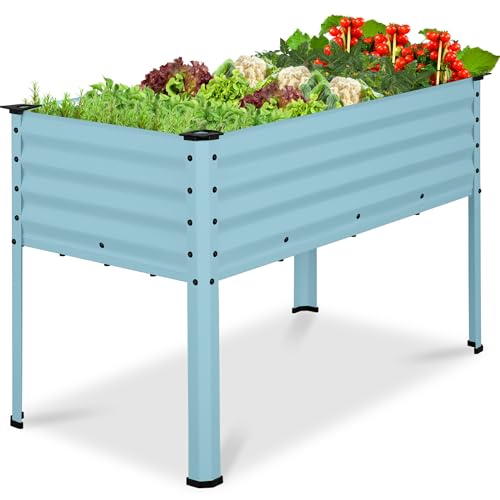 Image of Best Choice Products 48x24x30in Galvanized Raised Garden Bed, Metal Elevated Planter Box, Vegetable Garden for Backyard, Patio, Balcony, 100% Non Toxic Materials - Mist Blue