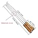 IMEEA Flat Skewers for Kabobs Stainless Steel Kebab Skewers for Grilling 16.5 Inch Barbecue Skewers with Nonslip Wooden Handle, Set of 6